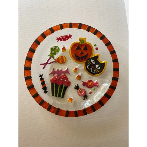 2016 Demdaco 15" Halloween Treats Bowl Fused Glass - Picture 5 of 8